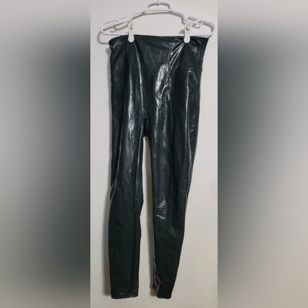 Dark green spanx faux leather pants